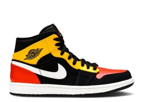 Nike Air Jordan 1 Mid Black Amarillo Orange