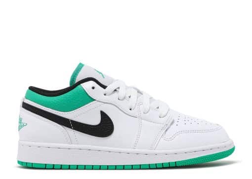 Nike Air Jordan 1 Low White Lucky Green Tumbled Leather (GS) 553560-129