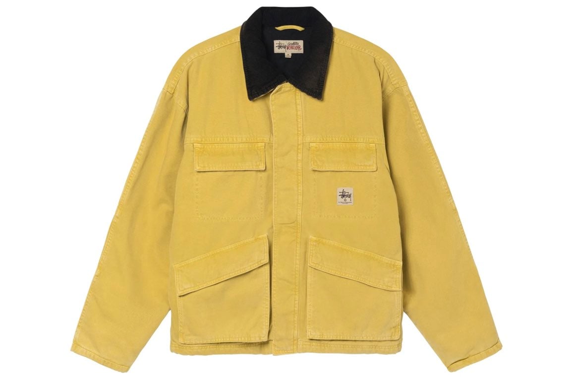 Stussy Washed Canvas Shop Jacket Yellow | 115589-YELLOW | Satın Al | sutore