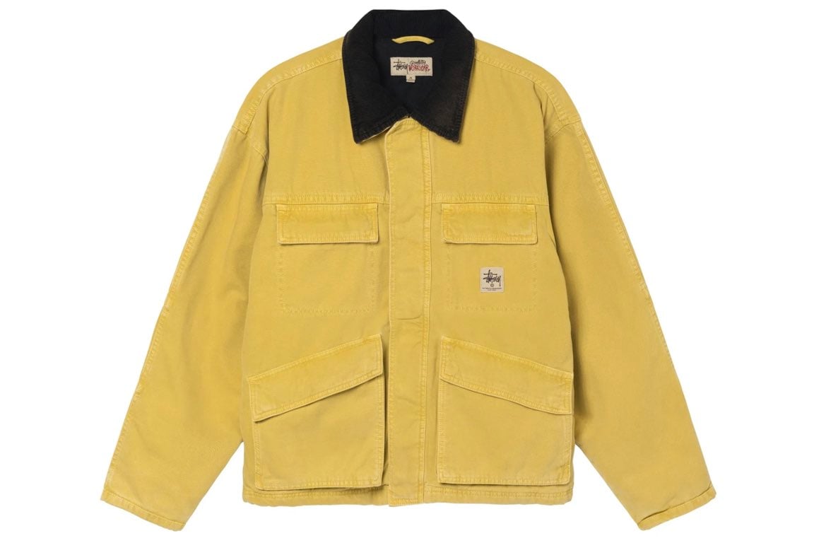 Stussy Washed Canvas Shop Jacket Yellow | 115589-YELLOW | Satın Al