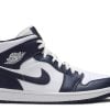 Nike Air Jordan 1 Mid White Metallic Gold Obsidian 554724-174