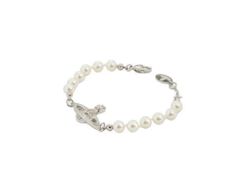 Vivienne Westwood Jewellery Mini Bas Relief Silver-tone Brass and Glass-pearl Bracelet