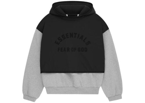 Fear of God Essentials Nylon Fleece Hooded Sweater Light Heather GreyJet Black