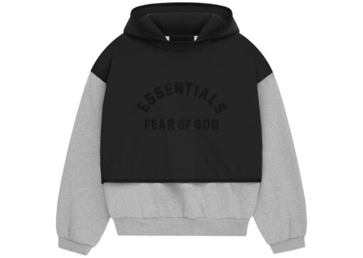 Fear of God Essentials Nylon Fleece Hooded Sweater Light Heather GreyJet Black