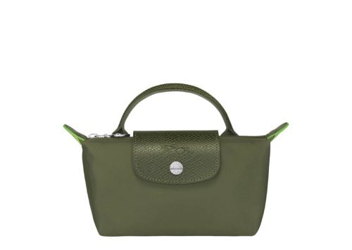 Longchamp Le Pliage Green Pouch With Handle Forest