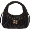 Miu Miu Wander Matelasse Nappa Leather Mini Hobo Bag Black