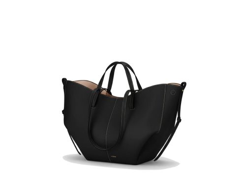 Polene Cyme Edition Textured Black Ecru Stitching