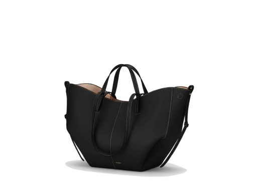 Polene Cyme Edition Textured Black Ecru Stitching