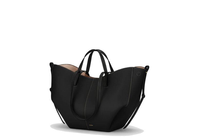 Polene Cyme Edition Textured Black Ecru Stitching