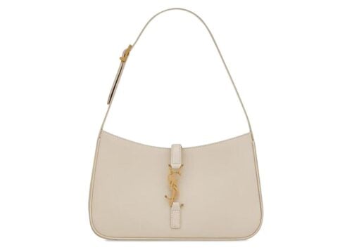 Saint Laurent Le 5 A 7 Hobo Bag In Smooth Leather Blanc Vintage