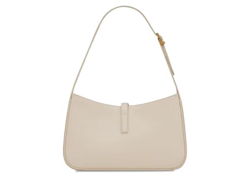 Saint Laurent Le 5 A 7 Hobo Bag In Smooth Leather Blanc Vintage