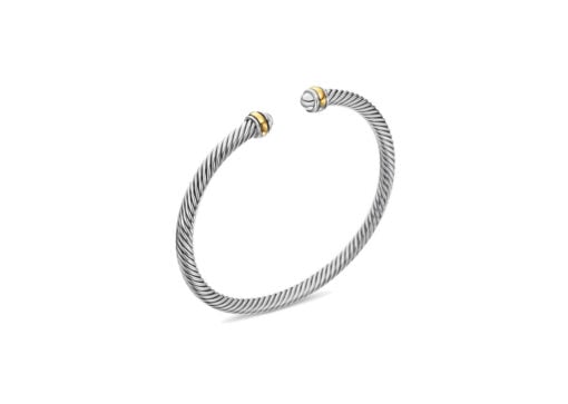 David Yurman Classic Cable Bracelet Silver Yellow Gold 4mm