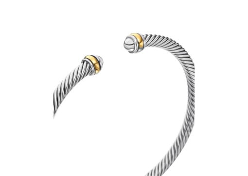 David Yurman Classic Cable Bracelet Silver Yellow Gold 4mm