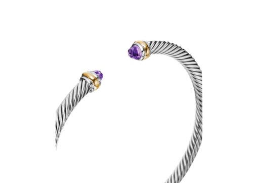 David Yurman Classic Cable Bracelet Silver Yellow Gold and Amethyst 4mm