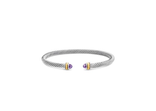 David Yurman Classic Cable Bracelet Silver Yellow Gold and Amethyst 4mm