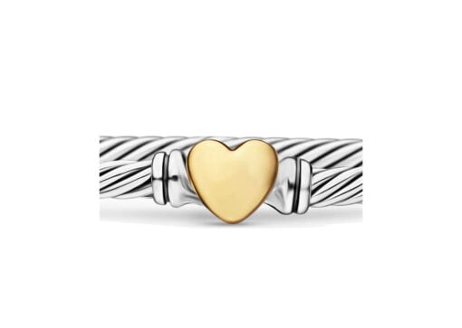 David Yurman Classic Cable Heart Bracelet Silver Yellow Gold 3mm