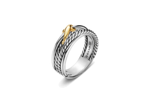 David Yurman X Crossover Band Ring Silver Yellow Gold 6mm