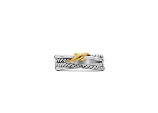 David Yurman X Crossover Band Ring Silver Yellow Gold 6mm