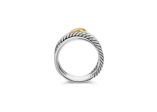 David Yurman X Crossover Band Ring Silver Yellow Gold 6mm