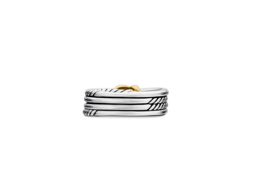 David Yurman X Crossover Band Ring Silver Yellow Gold 6mm