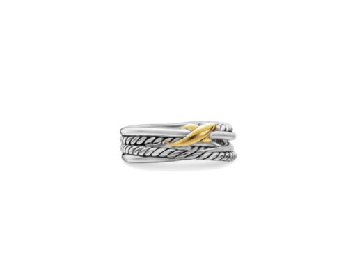 David Yurman X Crossover Band Ring Silver Yellow Gold 6mm