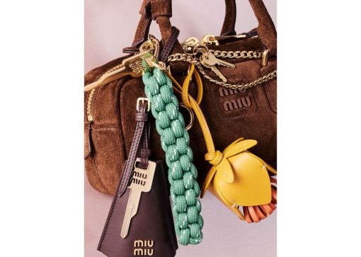 Miu Miu Leather Trick Key Case Cocoa Brown