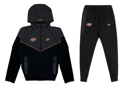 Nike Sportswear x Central Cee Tech Fleece Hoodie & Joggers SetBlack-Metallic Red Bronze