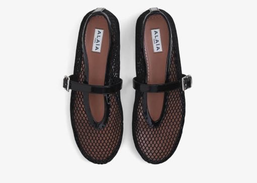 Alaia Ballet Flats In Fishnet Black