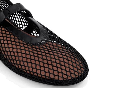 Alaia Ballet Flats In Fishnet Black