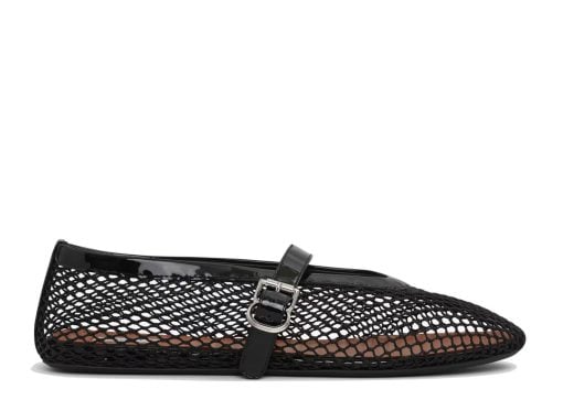 Alaia Ballet Flats In Fishnet Black