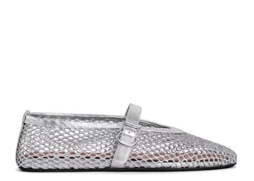 Alaia Ballet Flats In Fishnet Silver