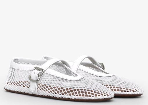 Alaia Ballet Flats In Fishnet White