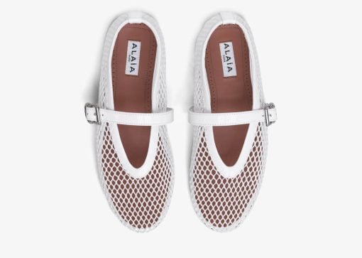 Alaia Ballet Flats In Fishnet White