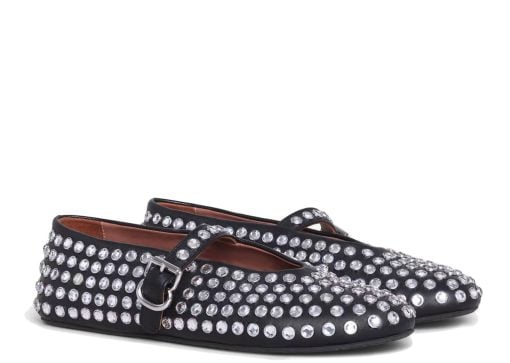 Alaia Ballet Flats Strass Lambskin Black