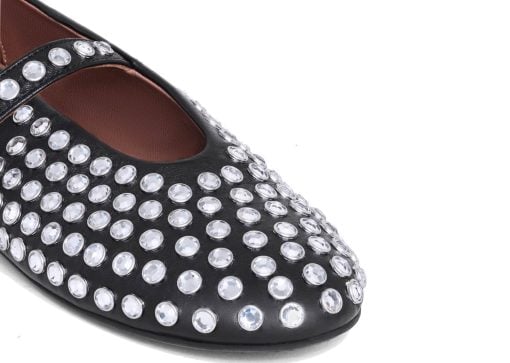 Alaia Ballet Flats Strass Lambskin Black