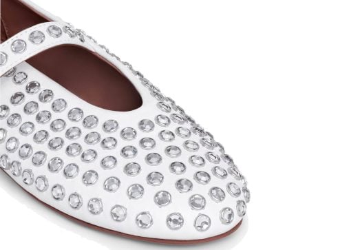 Alaia Ballet Flats Strass Lambskin White