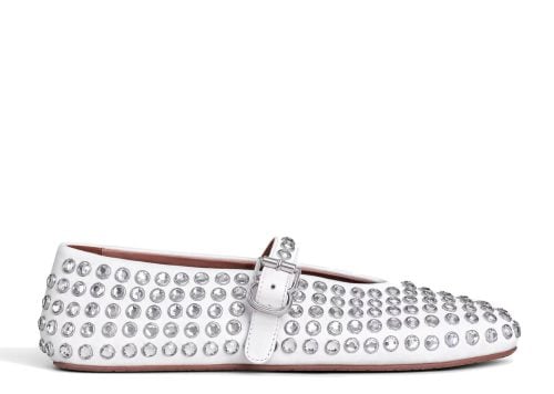 Alaia Ballet Flats Strass Lambskin White