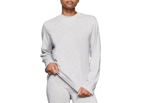 SKIMS Boyfriend Long Sleeve T Shirt Light Heather Grey