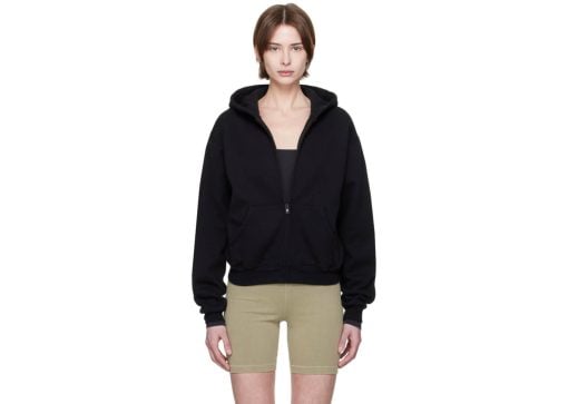 SKIMS Cotton Fleece Classic Zip Up Hoodie Onyx