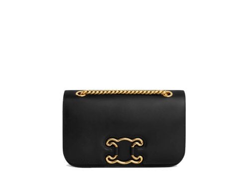 Celine Medium Bag Triomphe Frame in Shiny Calfskin Black