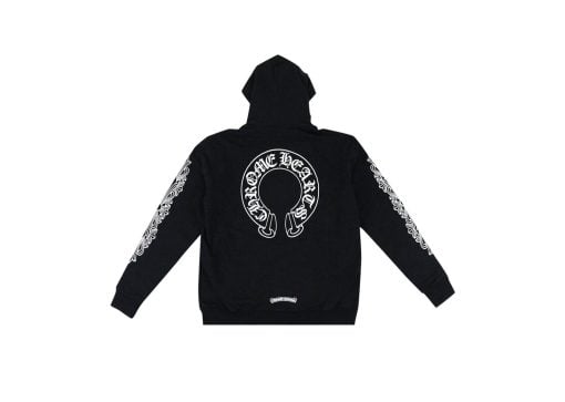 Chrome Hearts Horseshoe Floral Cross Sleeve Zip Up Hoodie BlackWhite