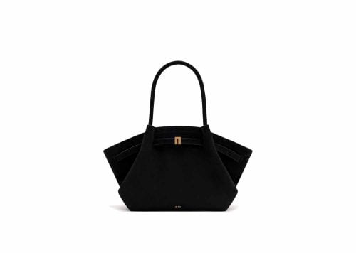 JW Pei Hana Medium Faux Suede Tote Bag Black