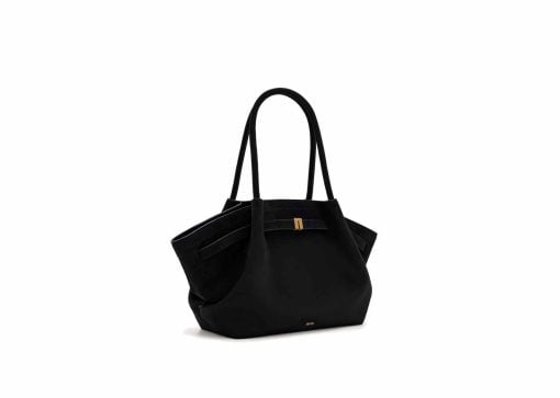 JW Pei Hana Medium Faux Suede Tote Bag Black