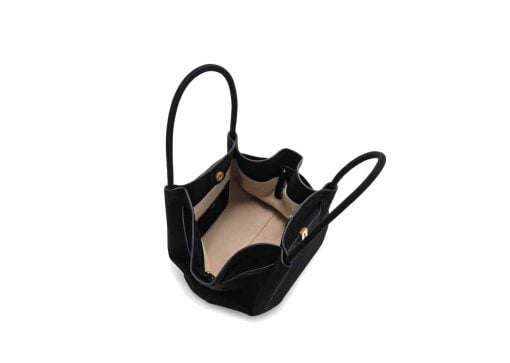 JW Pei Hana Medium Faux Suede Tote Bag Black