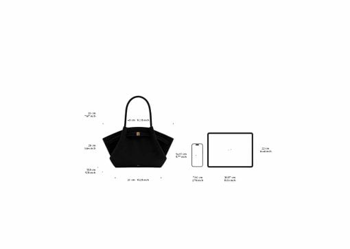 JW Pei Hana Medium Faux Suede Tote Bag Black