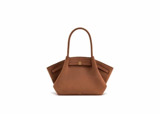 JW Pei Hana Medium Faux Suede Tote Bag Brown