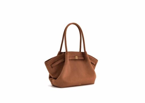 JW Pei Hana Medium Faux Suede Tote Bag Brown