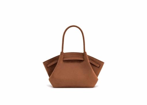 JW Pei Hana Medium Faux Suede Tote Bag Brown