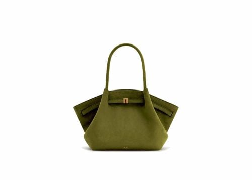 JW Pei Hana Medium Faux Suede Tote Bag Dark Olive