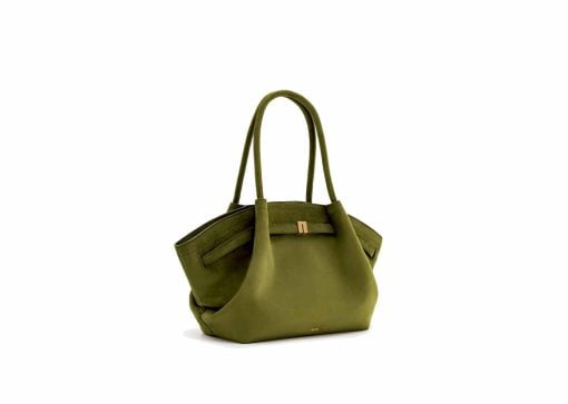 JW Pei Hana Medium Faux Suede Tote Bag Dark Olive